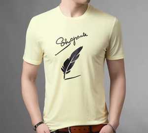<b>Men's</b> Short Sleeve O-Neck T-Shirt With Print Slim Fit Casual Wear Knitted 100% Cotton Breathable Front Logo - Product Image 3