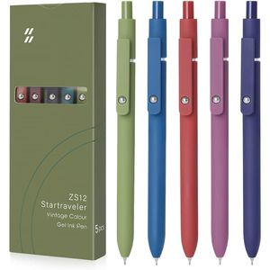 Serie di Penne Gel di Alta Gamma 0.5mm, 5 Pezzi, Inchiostro Nero a Rapida Asciugatura, Punta Fine, Scrittura Fluida per Ufficio o Scuola - Product Image 1