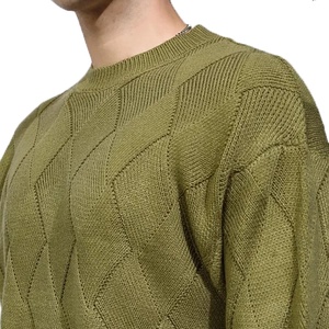 Pull-over d'hiver à manches longues avec logo personnalisé pour hommes, vêtements tricotés à col rond avec motif solide, tricots d'hiver - Product Image 4