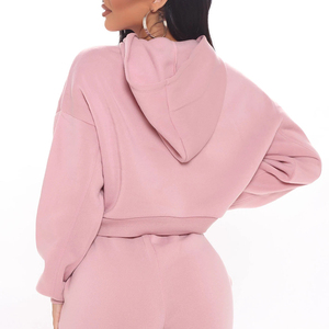 Hoodies courts décontractés pour femmes en mélange polaire, tissu doux et extensible, confortables pour le quotidien, vêtements de sport, pulls à capuche courts - Product Image 4