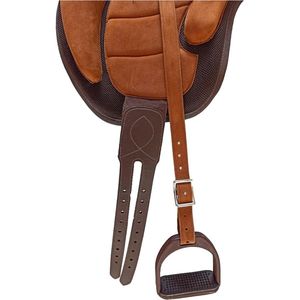 Sillín de barril Kivotech de cuero de vaca con estructura de madera, incrustaciones de pelo y grabado floral tallado a mano, estilo western - Product Image 2
