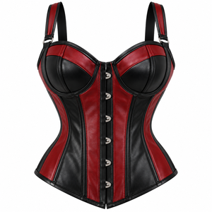 Gothic <b>Leather</b> <b>Corset</b> Women Lace Up Front Bustier Boned Waist Cincher Victorian <b>Corset</b> <b>Top</b> - Product Image 1