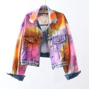 Chaqueta de Mezclilla Personalizada de Manga Larga con Estampado Simple y Elegante, Transpirable, de Secado Rápido, 100% Algodón, Informal, Nueva Chaqueta de Mezclilla Tie-Dye - Product Image 6