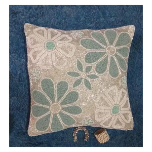 Decorative Beaded Cushion Pillow <b>Cover</b> <b>For</b> <b>Sofa</b> Bedroom Lounge And Home Office Giving Elegant Comfortable Stylish Cushion Design - Product Image 4