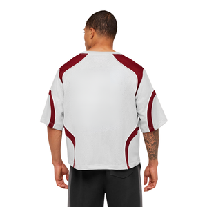 T-shirt de sport en maille surdimensionné pour homme, respirant, pour l'entraînement athlétique, coupe ample, performance, fitness, gris - Product Image 2