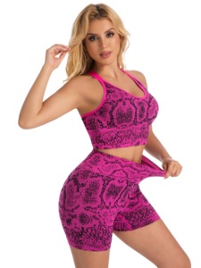 Women Athletic Yoga Shorts and Sports Bra Set High Waist Seamless Workout Outfit Stretch Fabric Breathable Comfortable - Product Image 6