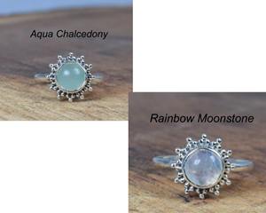 Nuevo Anillo de Plata de Ley con Piedra de Pera, Larimar, Ónix, Ojo de Tigre, Cornalina, Prehnita, con Engaste de Bisel para Mujer - Product Image 6