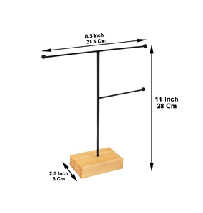 Compact Dual Tier Jewelry Display Stand With Earring Bar Necklace Hooks <b>Bracelet</b> Holder Sturdy Base <b>Smart</b> Organized Vanity - Product Image 5
