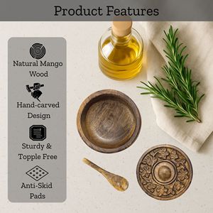 Salero de Madera Tallado a Mano Personalizado con Tapa y Cuchara, Caja de Sal de Madera de Mango, Contenedor de Especias con Diseño Floral, Fabricante Mayorista - Product Image 2