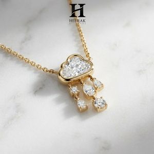 Collier pendentif fantaisie nuage et goutte de pluie en diamant plaqué or 14 carats, pendentif ludique pour femme, bijoux de mode - Product Image 5