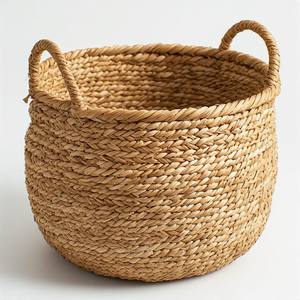 Panier de rangement en jonc de mer naturel tressé à la main de qualité supérieure avec poignées – Rangement de cuisine durable pour une organisation élégante de la maison – Écologique - Product Image 3