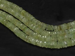 Pierre précieuse naturelle Prehnite verte, facettée, forme bouton de roue de voiture, 8 pouces, 6-7 mm environ, certifiée par un tiers pour la joaillerie - Product Image 5