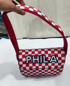 Sac à main rectangulaire en polyester brodé de perles de verre faites à la main, motif œil, lavable, art textile de collection ALI FASHION ART - Product Image 3