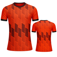 Maillot de football Lyon orange et noir à manches courtes, imprimé, léger, respirant, anti-humidité, pour l'entraînement sportif et l'uniforme d'équipe