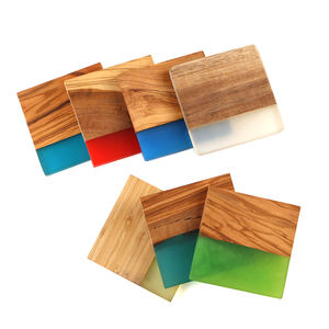 Custom Home Decor <b>Drink</b> Pads Luxury Epoxy Resin and Olive Wood Square <b>Coaster</b> Mat European Style Embossed Design - Product Image 2