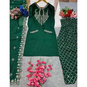 Hermoso Top Bottom y Dupatta Set para Fiestas para Mujer - Product Image 4