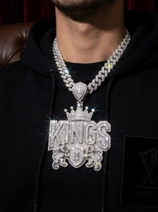 Colgante con Letras Personalizadas RCK Global Royal KINGS |   Moissanita de Corte Brillante D VVS, Plata Sólida 925, Alta Calidad, Estilo Hip-Hop Unisex - Product Image 4