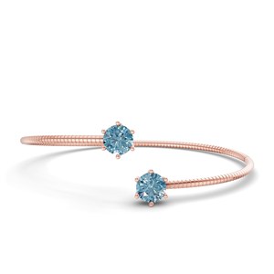 Brazalete Elora Flexi de Oro Rosa de 14 Quilates con Diamante de Laboratorio Azul Hielo (1 Ct.) Tw. Nuevas Joyas de Moda en Venta para Compromiso - Product Image 2