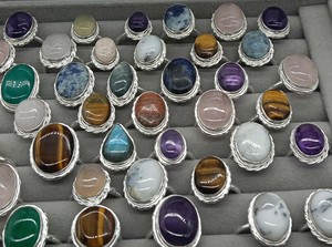 Natural Assorted Gemstone Brass Bezel Setting Silver Plated Handmade <b>Statement</b> <b>Rings</b> Unisex Wholesale Fashion Bulk <b>Ring</b> - Product Image 3