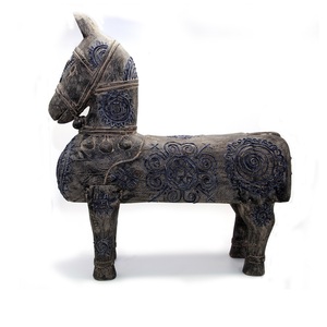 Oferta de muestra de madera varios colores caballo con brocado tela de cera dibujada a mano color gris aceptar logotipo personalizado hecho en Vietnam - Product Image 4