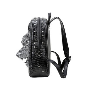 Fashionable Embossed <b>Wolf</b> Travel PU Leather Laptop Backbags Animal 3d <b>Backpack</b> - Product Image 2