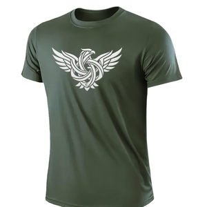 เสื้อยืดคอกลมลำลองสำหรับผู้ชาย สีเขียวมะกอก ผ้าตาข่าย ระบายอากาศ แห้งเร็ว แขนสั้น สำหรับวิ่ง ฟิตเนส เทรนนิ่ง ออกกำลังกายในยิม - Product Image 1