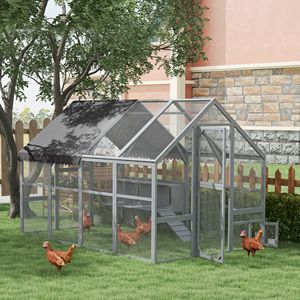 Grande Pollaio 2,7m x 1,8m x 1,8m con Nido e Copertura Impermeabile e Anti-UV per 8-12 Galline, Grigio - Product Image 2