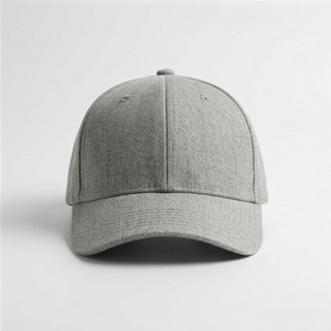 Casquette de baseball unisexe grise à 6 panneaux en coton, visière ajustée, chapeau décontracté pour adulte, couleur unie, à porter en toutes saisons - Product Image 1