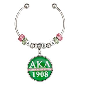 Bracelet jonc vert rose avec breloques, bijoux fantaisie pour femme, bracelet à breloques perlées, accessoire élégant, cadeau pour fête et usage quotidien - Product Image 1