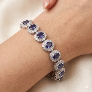 Vintage 925 Sterling <b>Silver</b> <b>Bracelet</b> Natural Iolite AAA Quality Elegant Blue Gemstone Jewelry Women's Classic Everyday Wear Gift - Product Image 5