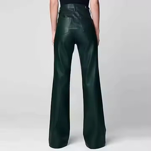 Pantalon en cuir véritable pour femme, décontracté, coupe large, taille haute, droit - Product Image 6