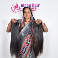 Rambut Manusia India Keriting Moon Hair, Bundel Rambut Virgin Remy 32 Inci 100g Hitam Alami Halus Lembut Tanpa Proses, Jahitan Mesin Ganda
