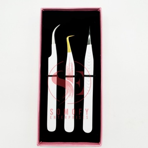 Pinzas de pestañas puntiagudas de acero inoxidable blancas de nuevo diseño profesional al por mayor, extensiones de pestañas Tipo belleza, puntas de volumen - Product Image 1