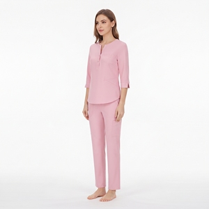Conjunto de Uniforme Médico para Mujer Hawk Eye, Color Rosa, Blusa de Manga Tres Cuartos y Pantalones con Bolsillos, Tela Tejida - Product Image 6
