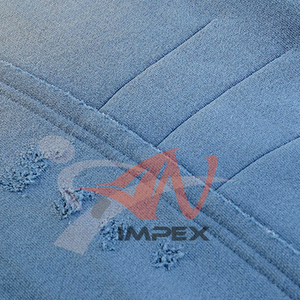 Sweat à capuche oversize personnalisé effet usé en molleton bouclette bleu délavé style streetwear pour homme - Product Image 5