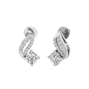 Clásicos Pendientes Huggie de Plata 925 con Diamantes Redondos de Corte Brillante en Engaste de Canal, Diseño Geométrico, para Uso Diario de Mujer - Product Image 1