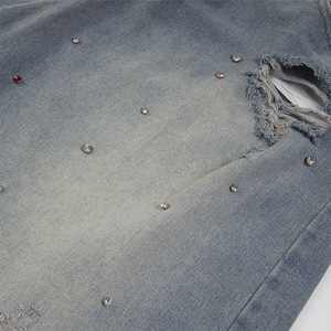 Shorts Bermuda en jean déchiré pour homme, taille mi-haute, fermeture boutonnée, style décontracté, en coton délavé - Product Image 4
