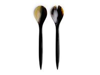 Ensemble de couverts de style européen en corne naturelle sculptée à la main de qualité supérieure, cuillère de service, cuillère à riz, cuillère à salade