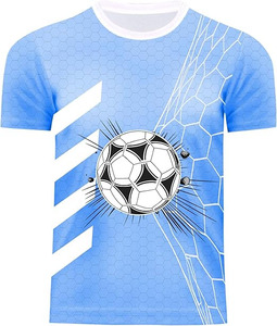 ชุดเสื้อฟุตบอลสีฟ้าอ่อนสำหรับเด็ก พร้อมกางเกงกีฬาเข้าชุด สำหรับเด็กชายและเด็กหญิง ผลิตจากโพลีเอสเตอร์ 100% แบบรีดร้อน - Product Image 3