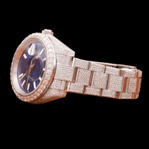Reloj de Pulsera de Cuarzo para Hombre, Diseño Moderno, Color Azul, Esfera Redonda, Diamantes Moissanite, Estilo Hip Hop, Lujoso - Product Image 2