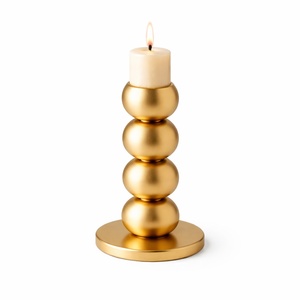 Best selling metal <b>silver</b> shiny ball candle holder modern luxury candle stand tabletop decor premium home decoration elegant - Product Image 2