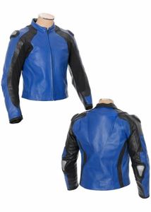 เสื้อแจ็คเก็ตมอเตอร์ไซค์สีน้ำเงินพรีเมียมสำหรับผู้ชายไซส์ใหญ่ - Product Image 1