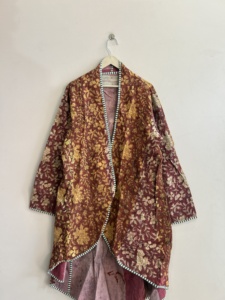 Handmade Vintage Reversible Quilted <b>Kantha</b> Umbrella Cut Coat Boho <b>Jacket</b> - Product Image 2