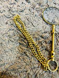 Collier pendentif loupe vintage en laiton, style religieux et nautique, chaîne à maillons avec perle, idéal pour fêtes, mariages et occasions spéciales - Product Image 2