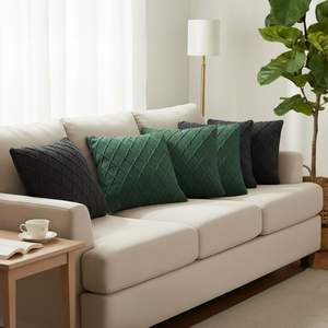 SOGA Ensemble de 6 housses de coussin en tricot torsadé vert forêt et gris anthracite de 45 cm, collection élégante de housses de coussin - Product Image 2