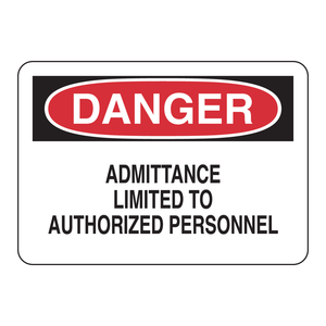 Panneau de signalisation de sécurité pour personnel autorisé Brady Danger pour zones à accès restreint, panneau d'avertissement en PVC - Product Image 1