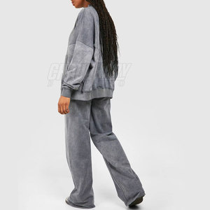 Survêtement délavé à l'acide, finition lisse, coupe confortable, look élégant, idéal pour le quotidien et les occasions décontractées, style classique. - Product Image 2