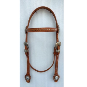 Brida para caballo de calidad occidental hecha de cuero genuino, precio al por mayor - Product Image 1