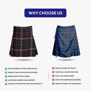 Fabricant professionnel de kilt écossais pour hommes, kilt tartan des Highlands sur mesure, tenue traditionnelle, fournisseur en gros OEM - Product Image 3