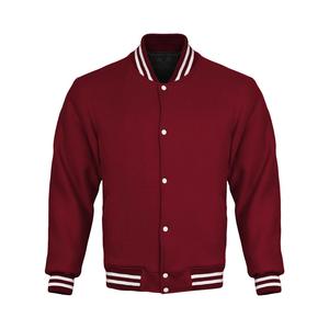 Custom Men's <b>Red</b> Wool Varsity <b>Jacket</b> Cartoon Patchwork Stand Collar Front Logo <b>Waterproof</b> Windproof Breathable Wholesale OEM - Product Image 1